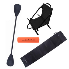 Zestaw Wiosło Kajakowe Składane John Paddle 225cm + Siedzisko Kajakowe John Paddle do Deski SUP Czarne + pokrowiec + odbijacz