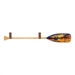 Pagaj John Paddle Ozdoba Malowany Obraz Statek 110 cm WZ1 ze skórzanymi poziomymi zawieszkami