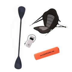 Zestaw Wiosło Kajakowe Składane John Paddle 225cm + Siedzisko do deski SUP Silver + odbijacz + etui