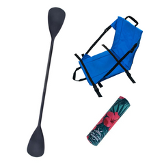 Zestaw Wiosło Składane Kajakowe John Paddle V2 225cm + Siedzisko Kajakowe John Paddle do Deski SUP Niebieskie + odbijacz Flowers