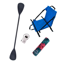 Zestaw Wiosło Składane Kajakowe John Paddle V2 225cm + Siedzisko Kajakowe John Paddle do Deski SUP Niebieskie + odbijacz Flowers + etui