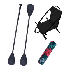 Zestaw Wiosło SUP/Kajak John Paddle V2 170-210/225cm + Siedzisko Kajakowe John Paddle do Deski SUP Czarne + odbijacz Flowers