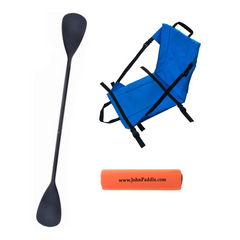 Zestaw Wiosło Kajakowe Składane John Paddle 225cm + Siedzisko Kajakowe John Paddle do Deski SUP Niebieskie + odbijacz