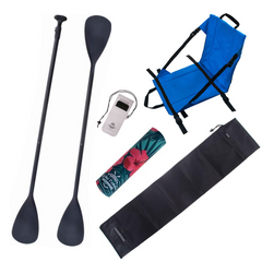 Zestaw Wiosło SUP/Kajak John Paddle V2 170-210/225cm + Siedzisko Kajakowe John Paddle do Deski SUP Niebieskie + pokrowiec + odbijacz Flowers + etui