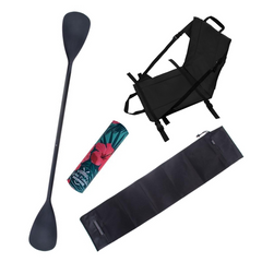 Zestaw Wiosło Składane Kajakowe John Paddle V2 225cm + Siedzisko Kajakowe John Paddle do Deski SUP Czarne + pokrowiec + odbijacz Flowers
