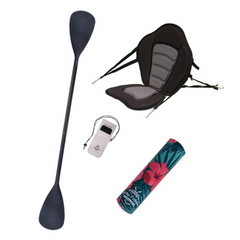 Zestaw Wiosło Składane Kajakowe John Paddle V2 225cm + Siedzisko do deski SUP NRO Silver + odbijacz Flowers + etui