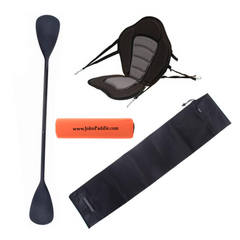 Zestaw Wiosło Kajakowe Składane John Paddle 225cm + Siedzisko do deski SUP Silver + pokrowiec + odbijacz
