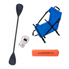 Zestaw Wiosło Kajakowe Składane John Paddle 225cm + Siedzisko Kajakowe John Paddle do Deski SUP Niebieskie + odbijacz + etui