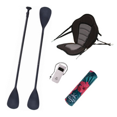Zestaw Wiosło SUP/Kajak John Paddle V2 170-210/225cm + Siedzisko do deski SUP NRO Silver + odbijacz Flowers + etui