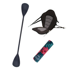 Zestaw Wiosło Składane Kajakowe John Paddle V2 225cm + Siedzisko do deski SUP NRO Silver + odbijacz Flowers