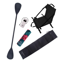Zestaw Wiosło Składane Kajakowe John Paddle V2 225cm + Siedzisko Kajakowe John Paddle do Deski SUP Czarne + pokrowiec + odbijacz Flowers + etui