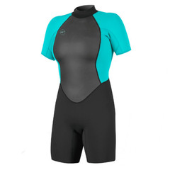 Pianka ONeill Wms Reactor-2 2mm Back Zip S/S Spring Black Lightaqua