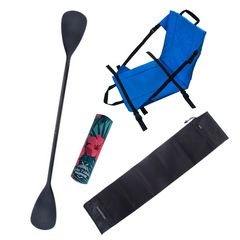 Zestaw Wiosło Składane Kajakowe John Paddle V2 225cm + Siedzisko Kajakowe John Paddle do Deski SUP Niebieskie + pokrowiec + odbijacz Flowers