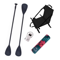 Zestaw Wiosło SUP/Kajak John Paddle V2 170-210/225cm + Siedzisko Kajakowe John Paddle do Deski SUP Czarne + odbijacz Flowers + etui