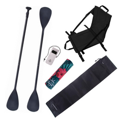 Zestaw Wiosło SUP/Kajak John Paddle V2 170-210/225cm + Siedzisko Kajakowe John Paddle do Deski SUP Czarne + pokrowiec + odbijacz Flowers + etui