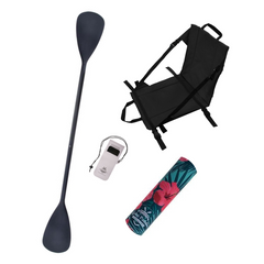 Zestaw Wiosło Składane Kajakowe John Paddle V2 225cm + Siedzisko Kajakowe John Paddle do Deski SUP Czarne + odbijacz Flowers + etui