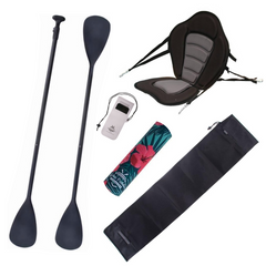 Zestaw Wiosło SUP/Kajak John Paddle V2 170-210/225cm + Siedzisko do deski SUP NRO Silver + pokrowiec + odbijacz Flowers + etui