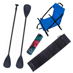 Zestaw Wiosło SUP/Kajak John Paddle V2 170-210/225cm + Siedzisko Kajakowe John Paddle do Deski SUP Niebieskie + pokrowiec + odbijacz Flowers