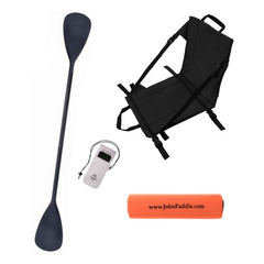 Zestaw Wiosło Kajakowe Składane John Paddle 225cm + Siedzisko Kajakowe John Paddle do Deski SUP Czarne + odbijacz + etui