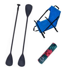 Zestaw Wiosło SUP/Kajak John Paddle V2 170-210/225cm + Siedzisko Kajakowe John Paddle do Deski SUP Niebieskie + odbijacz Flowers